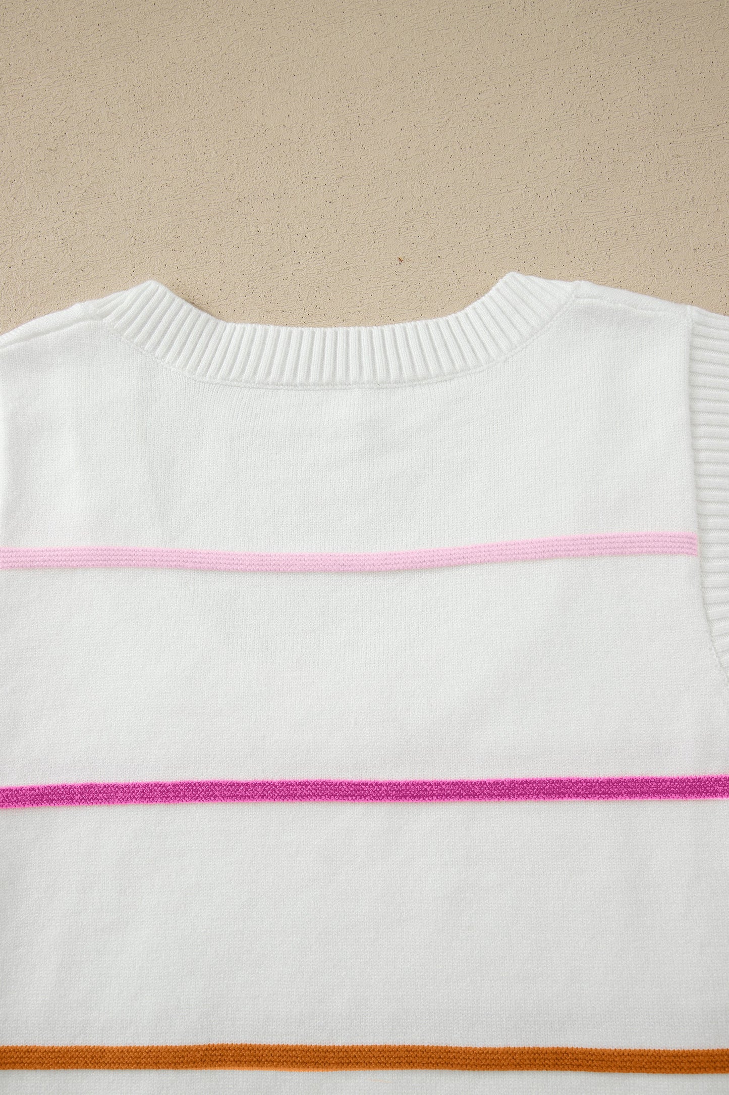 Stripe Round Neck Sleeveless Sweater Tank