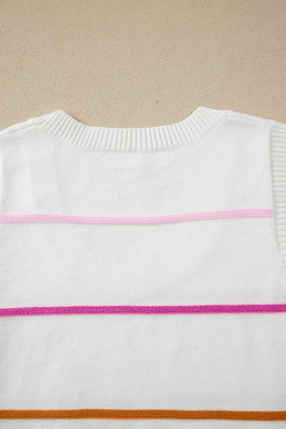 Stripe Round Neck Sleeveless Sweater Tank