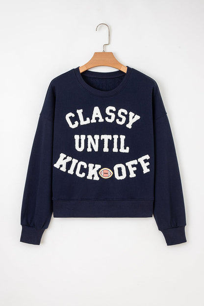 CLASSY UNTIL KICKOFF Patch Game Day Sweatshirt