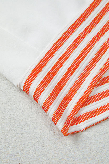 Stripe Patchwork V-Neck Drop Shoulder Top