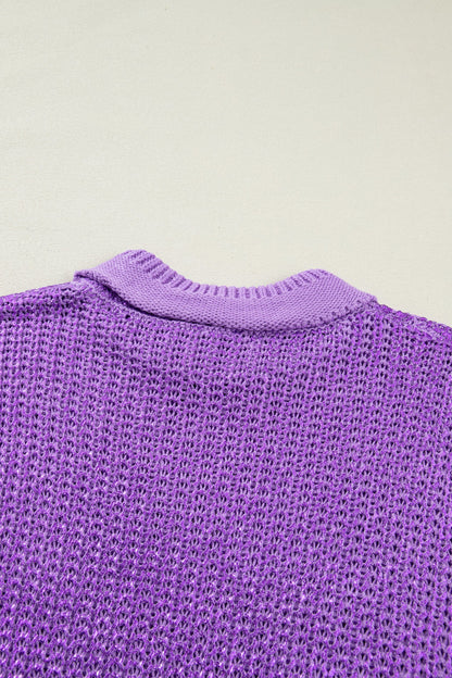 Solid Mock Neck Short Sleeve Knit Sweater