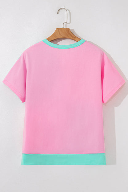 Colorblock Checker Half Button Henley T-Shirt