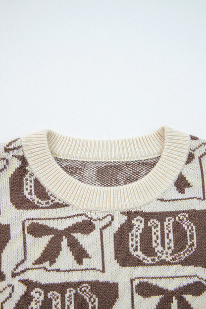 Western Bows & Horseshoes Long Sleeve Sweater