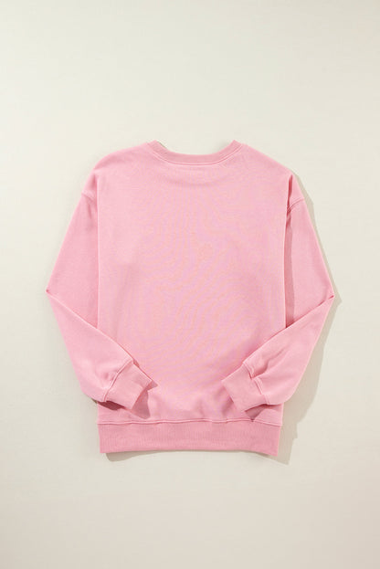 Solid Drop Shoulder Crewneck Pullover Sweatshirt
