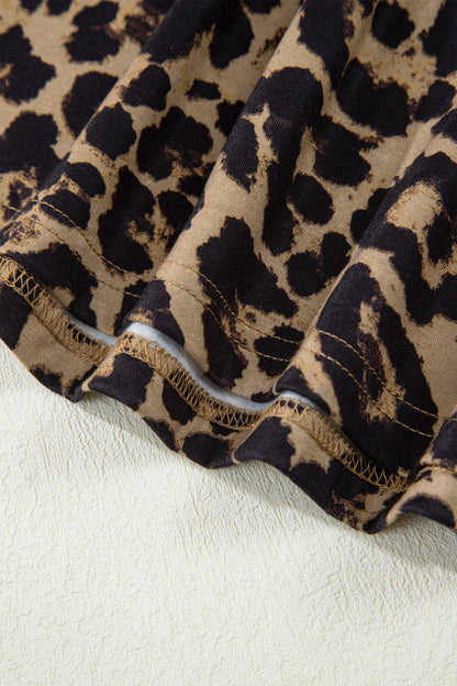 Leopard & Floral Square Neck Long Sleeve T-Shirt