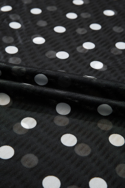 Polka Dot Sheer Mesh High Neck Tee