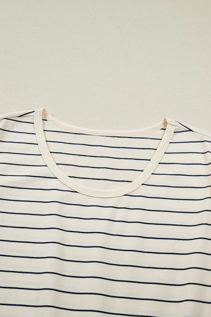 Stripe Drawstring Tunic Tank Mini Dress w/ Pockets