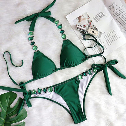 Sexy push up swimsuit Women Tie side swimwear women bikini Bathing suit