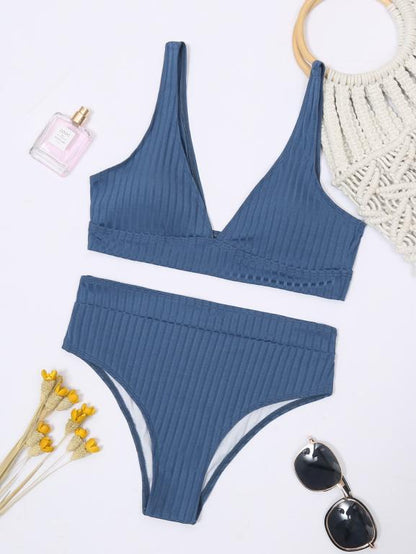 Sports swimwear Women Bandeau biquini V-neck swim suit Sexy bathing suit summer
