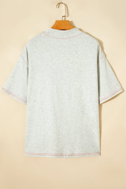 Reversible Contrast Stitching Mock Neck T-Shirt