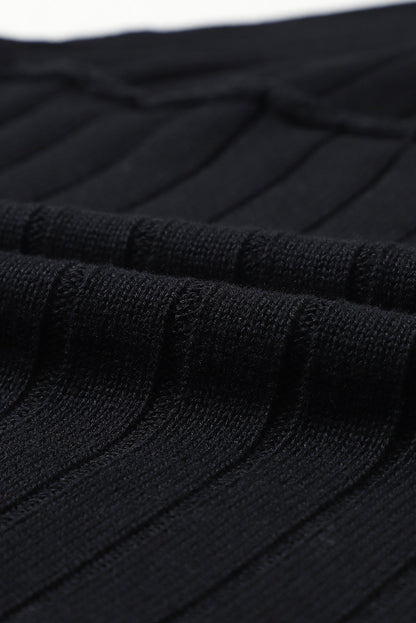 Ribbed Knit Reverse Seam 3/4 Sleeve Sweater