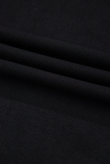 Solid Ribbed Leatherette Ruffle Sleeve Bodysuit