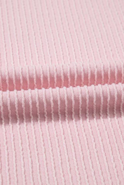 Colorblock Corded Knit Crew Neck Tee