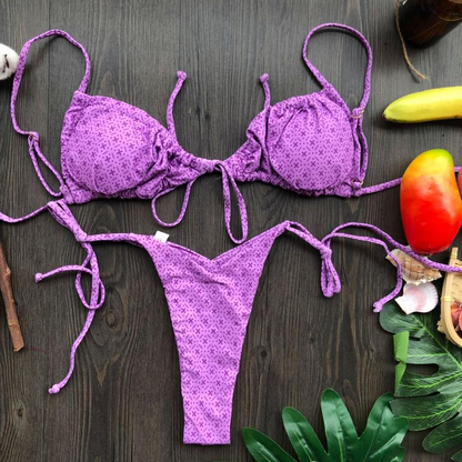 micro bikinis mujer Sexy string swimsuit Women pleated bikini set swimwear women Mini bathing suit