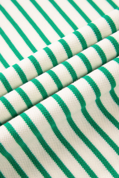 Stripe Contrast Detail Ruffle Short Sleeve Top