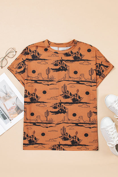 Western Desert Short Sleeve Knit Top