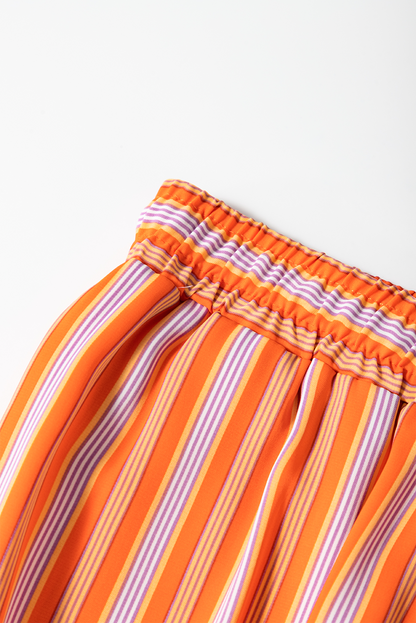 Stripe Cropped Palazzo Pocketed Pants