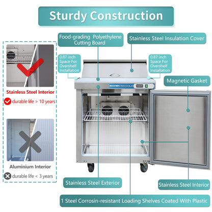 EQCHEN 27 Inch Sandwich Prep Table Refrigerator