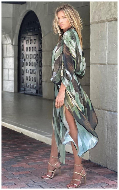 Summer Printing plus Size Sun Protection Beach Loose Vacation Chiffon Cardigan for Women