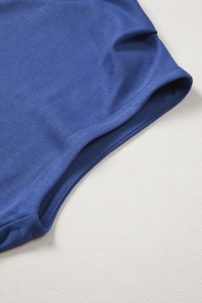 Solid Mock Neck Cap Sleeve Oversized Top