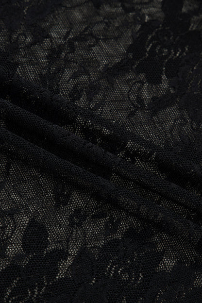 Floral Lace Sheer Mesh Short Sleeve Top