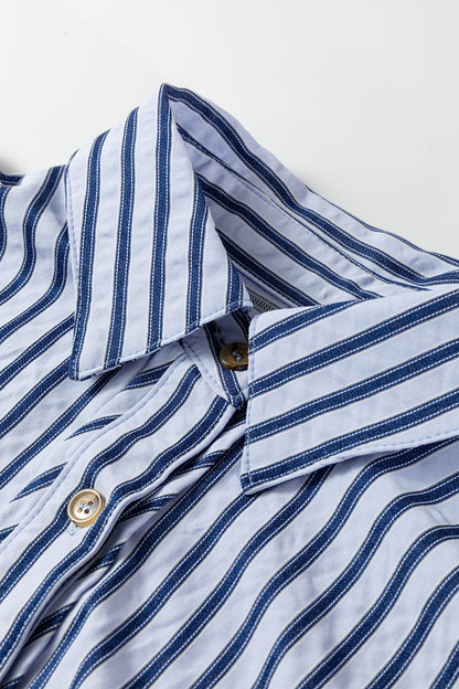 Stripe Button Down Long Sleeve Loose Shirt