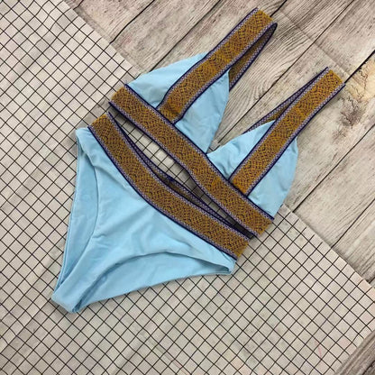 Swimsuit Nylon High Waist Popular Swimsuit Split Bikini Solid Color Bikini
