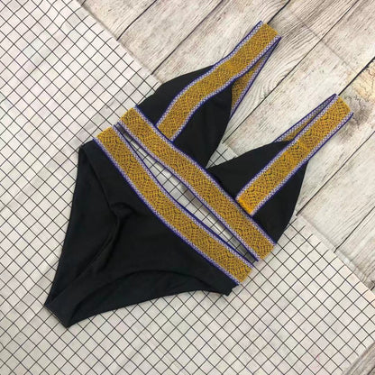 Swimsuit Nylon High Waist Popular Swimsuit Split Bikini Solid Color Bikini