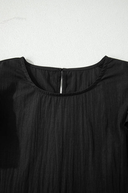 Contrast Trim Ruffle Short Sleeve Blouse