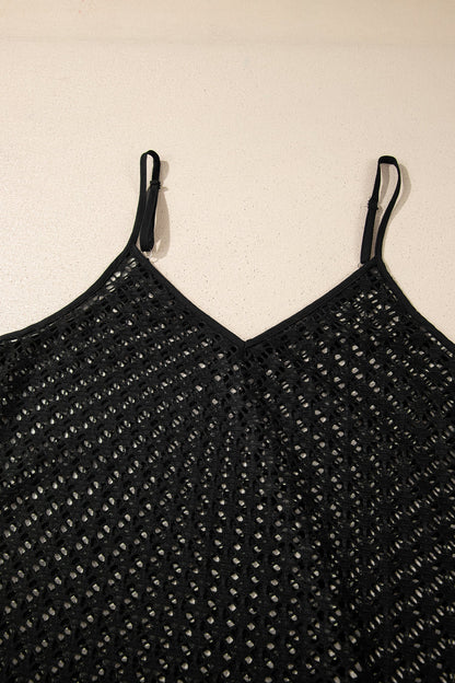 Crochet Patchwork Ruffle Hem Beach Cover-Up