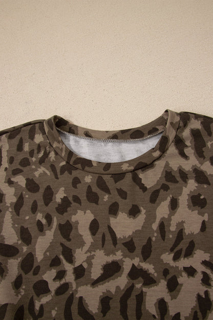 Leopard Patchwork Pullover and Drawstring Pant Set