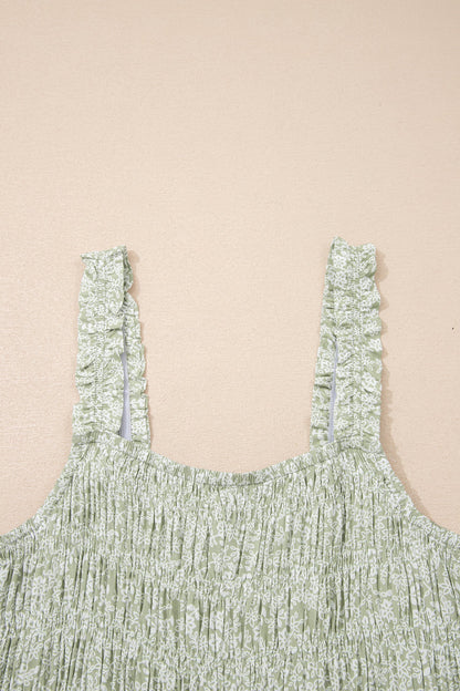 Floral Smocked Square Neck Sleeveless Jumpsuit