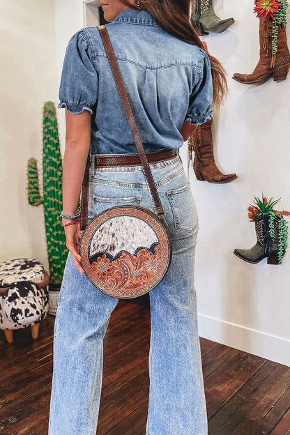 Denim Frilled Short Sleeve Snap Button Shirt