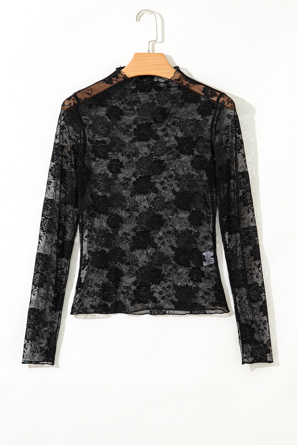 Floral Lace Sheer Mesh Long Sleeve Top