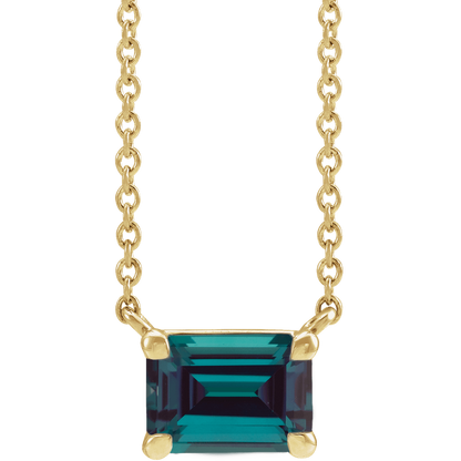 14K Yellow Gold Lab Grown Alexandrite 18" Necklace