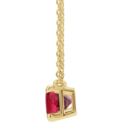 14K Yellow Gold Lab-Grown Ruby Necklace – Emerald Cut 18"