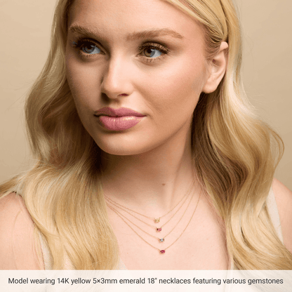 14K Yellow Gold Lab-Grown Ruby Necklace – Emerald Cut 18"