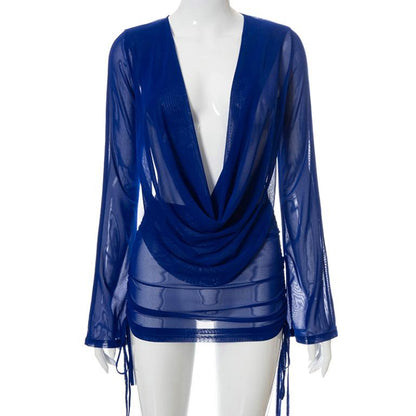 Solid Cover-Ups Women Backless Female V-Neck Women Long Beach Wear Sexy Skirt