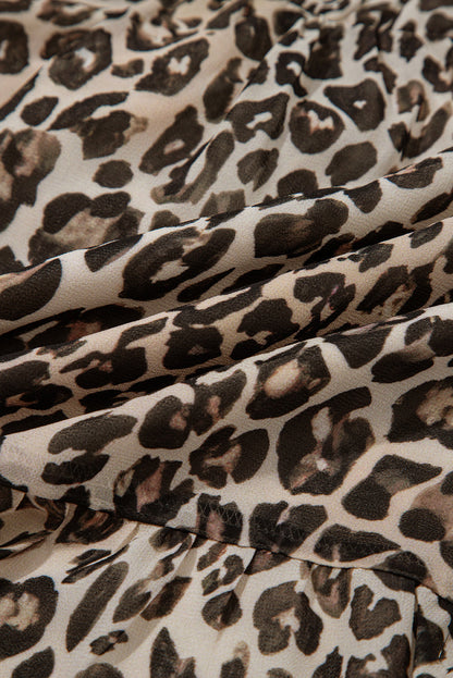Leopard 3/4 Sleeve V-Neck Dress