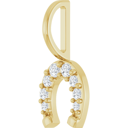 14K Yellow Gold 1/8 CTW Natural Diamond Horseshoe Pendant | GC