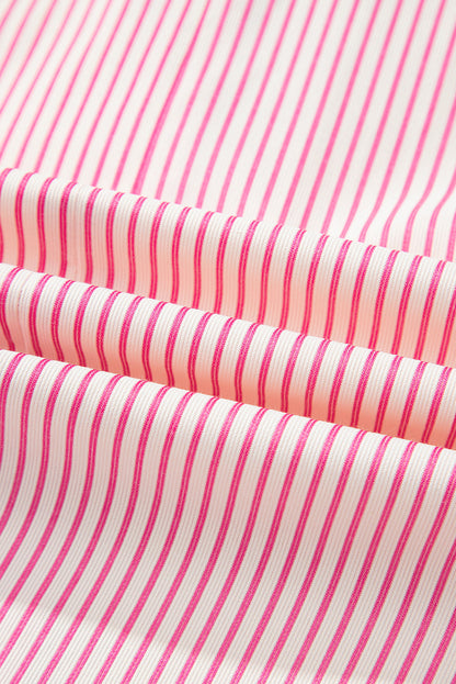 Stripe Patchwork Chest Pocket Mini Shirt Dress