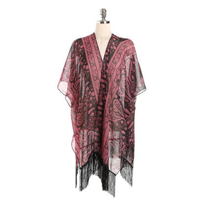Dark Paisley Travel Sun Proof All Matching Cardigan Beach Cover Up