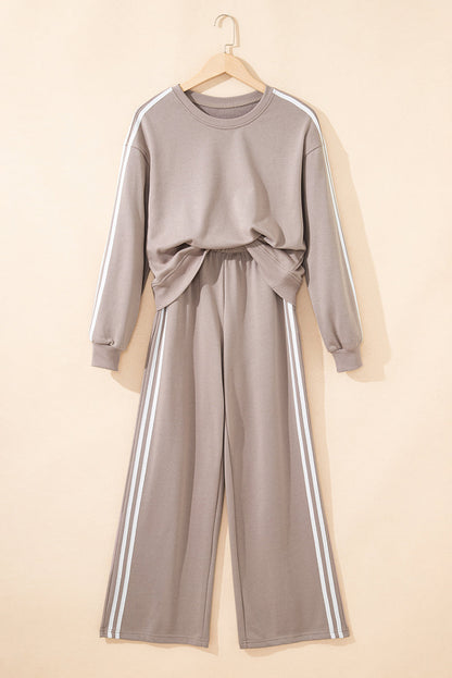 Varsity Stripe Crewneck Pullover & Sweatpants Set