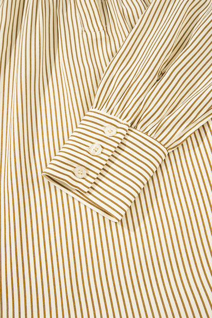 Stripe Collared Cuff Long Sleeve Mini Dress