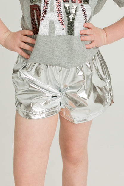 Silver Metallic Shorts