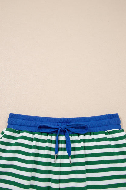 Stripe Terry Knit Top & Shorts Set