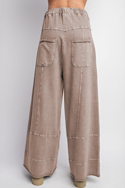 Mineral Wash Reverse Seam Drawstring Elastic Waist Pants