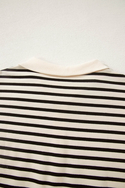 Stripe Colorblock Zip Polo & Drawstring Shorts Set