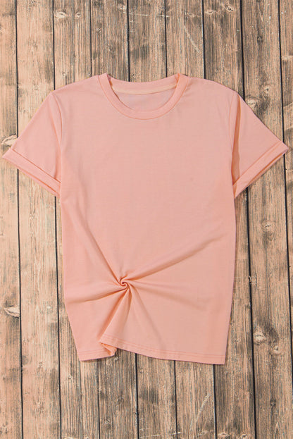 Solid Short Sleeve Crew Neck Tee