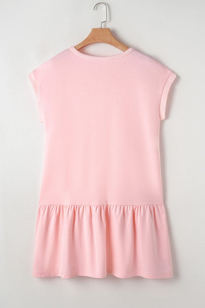 Solid Cap Sleeve Drop Waist T-Shirt Dress